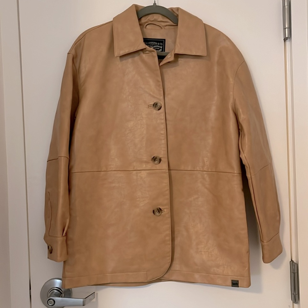 Levi’s Faux Leather Vintage Blazer Jacket Tan szXS - Picture 3 of 6